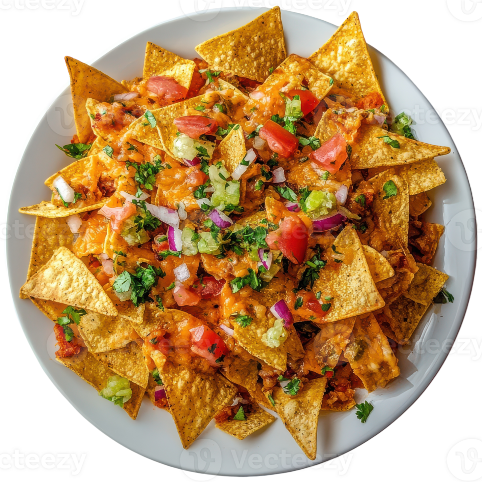 Nachos with chicken, tomatoes and onions png