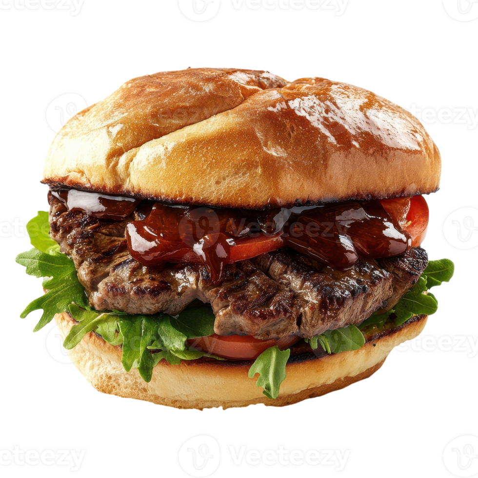 Marmite-Glazed Steak Sandwich for Culinary Use Transparent Background. png