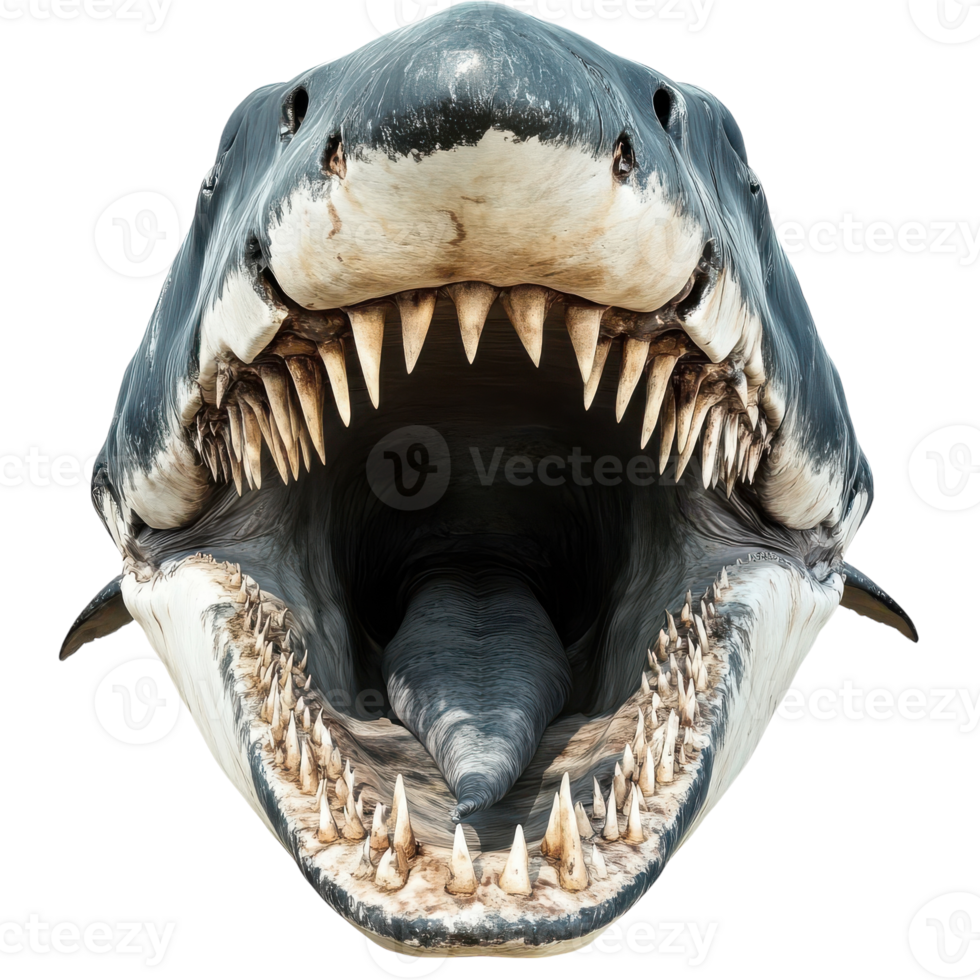 Megalodon Fossil Front View for Educational Use Transparent Background. png