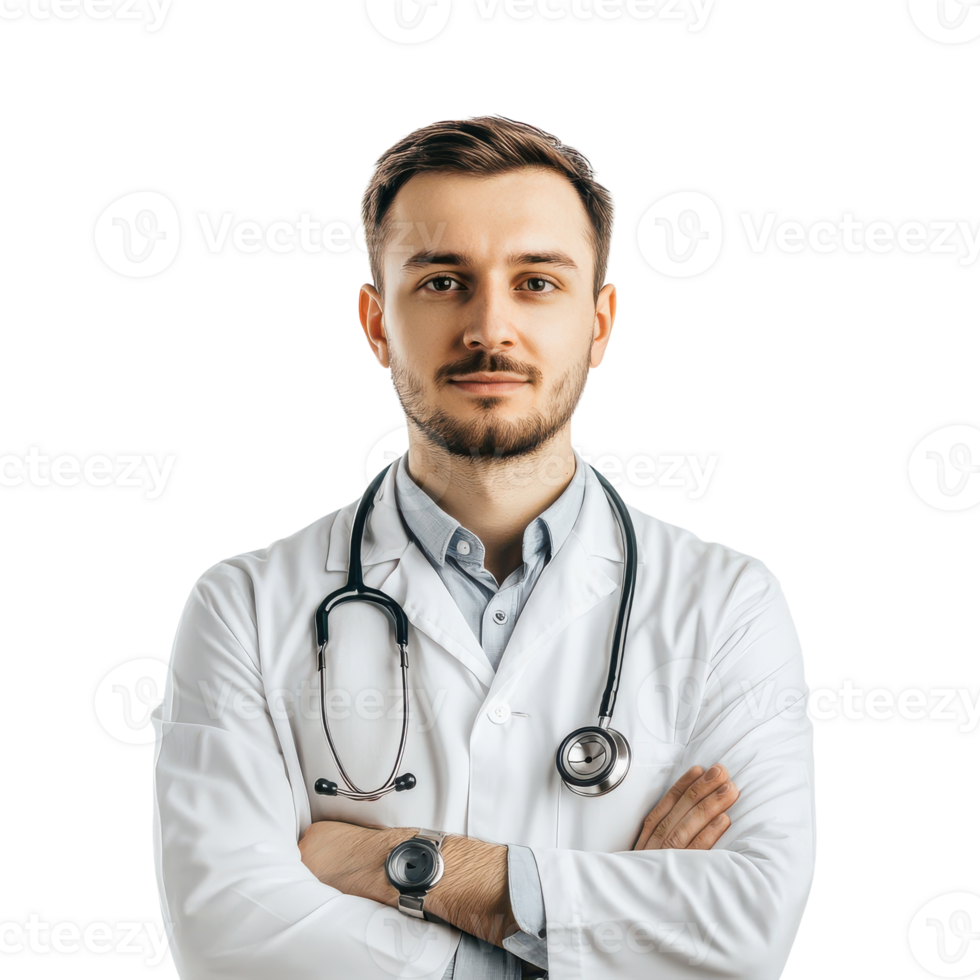 A male doctor in a white coat png