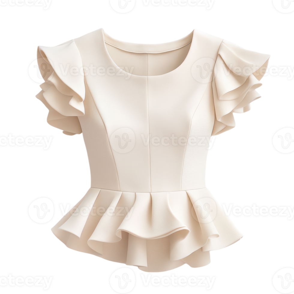 A white top with ruffles on the shoulders png