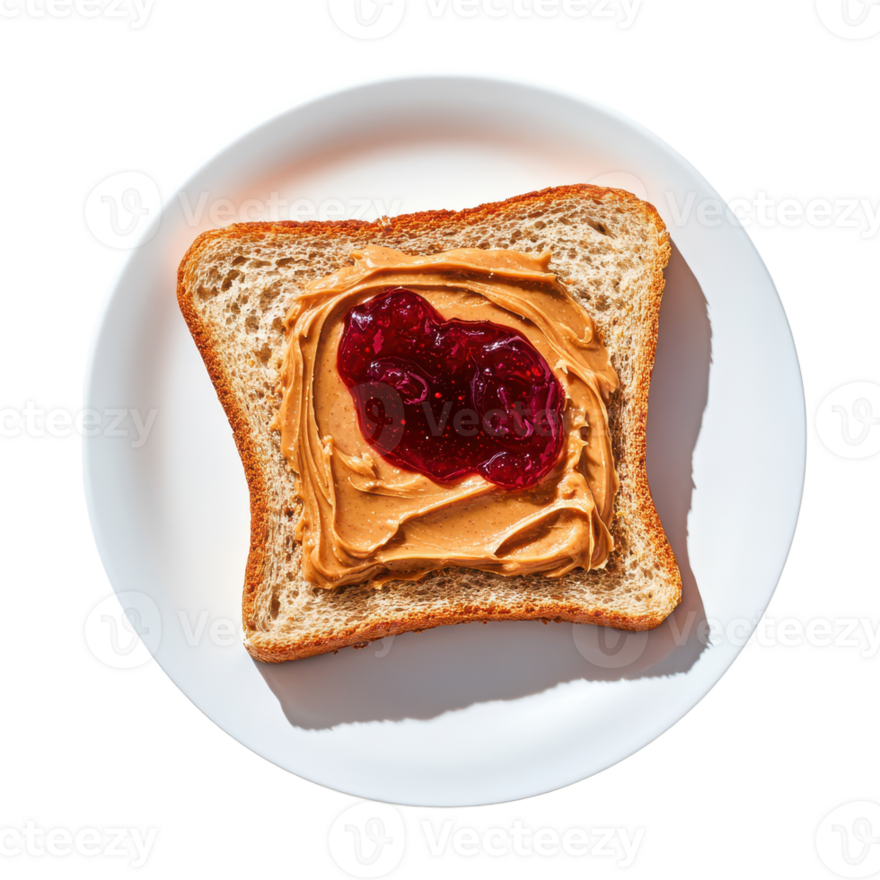 A piece of toast with peanut butter and jelly png