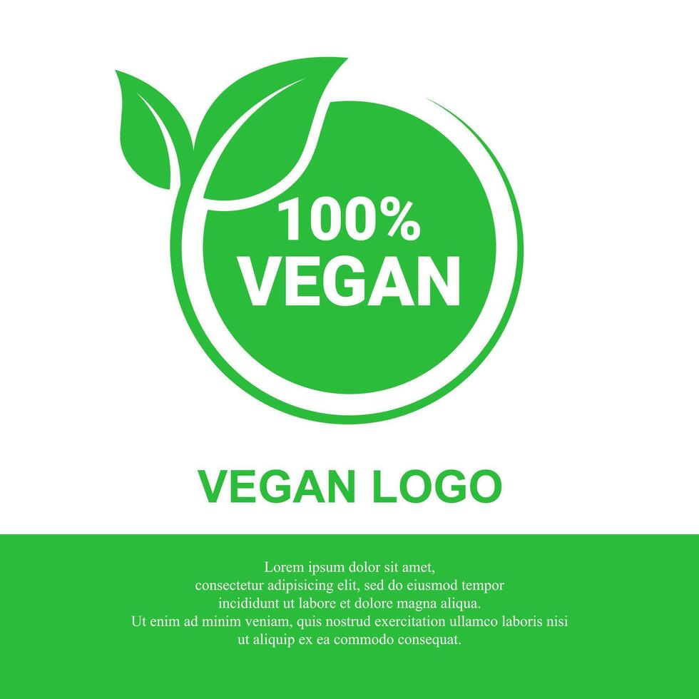 Vegan logo with green leaves for organic Vegetarian friendly diet vector