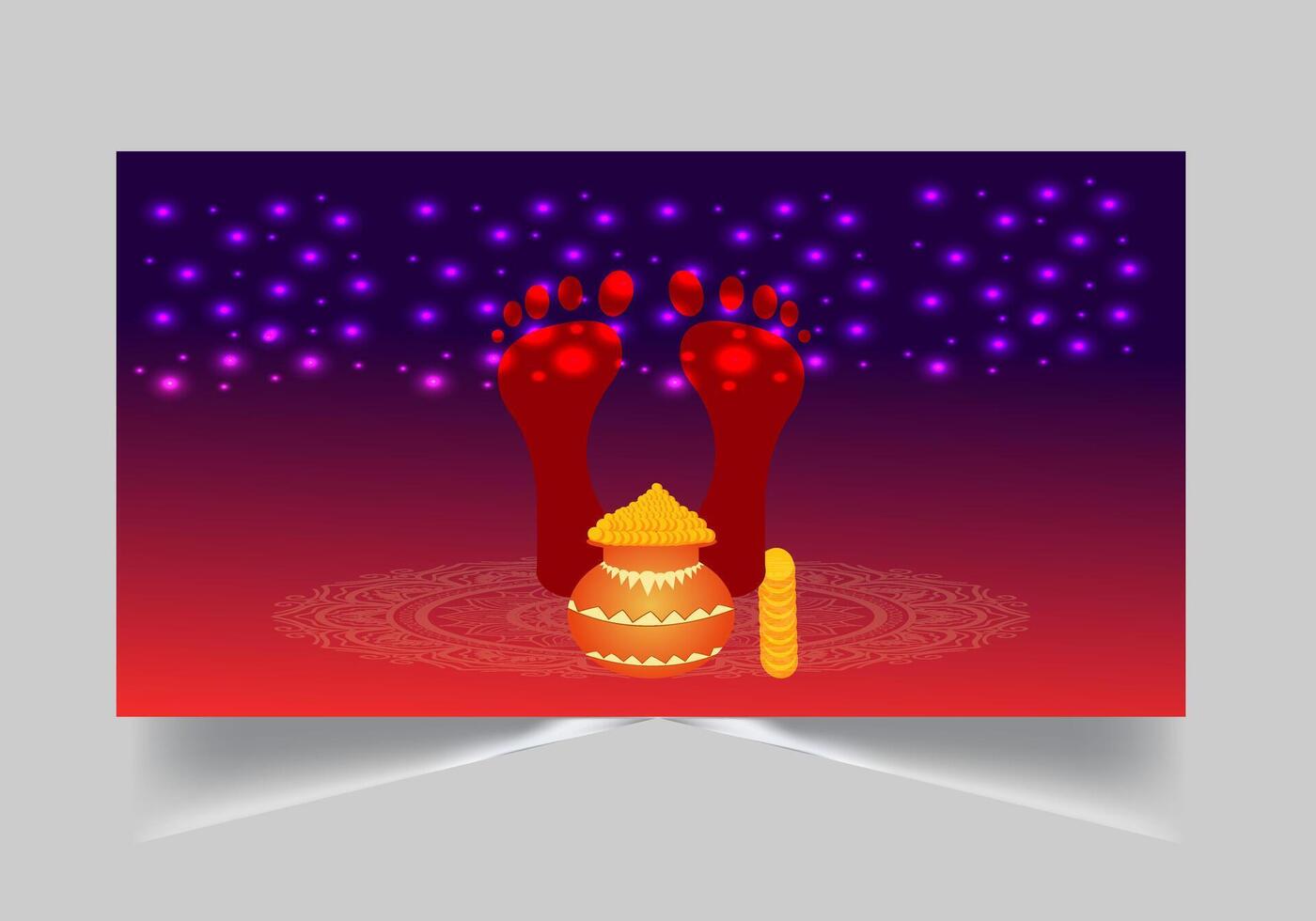 happy hindu festival of navratri with feet and pot vector