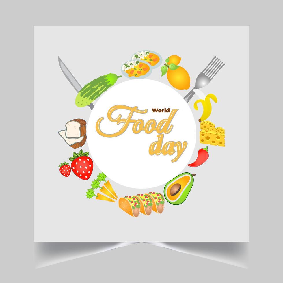 food day banner with fruits and vegetables vector