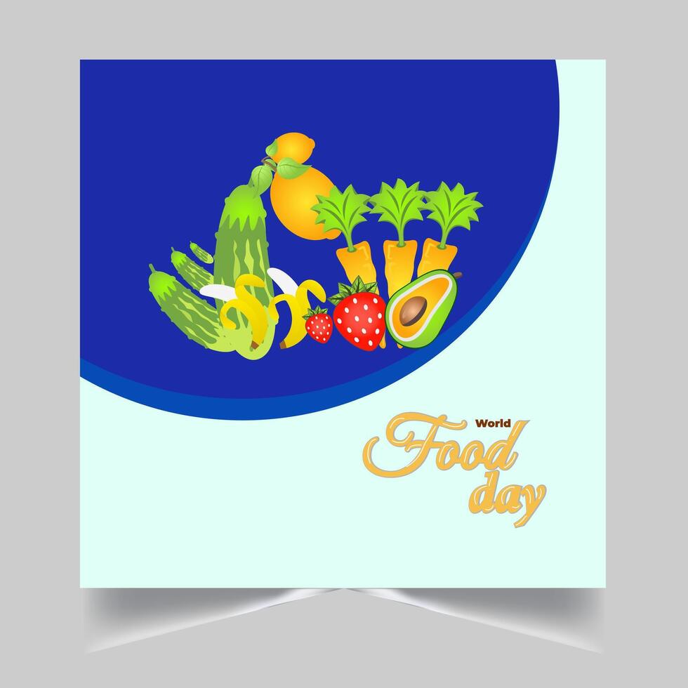 food day card with fruits and vegetables vector