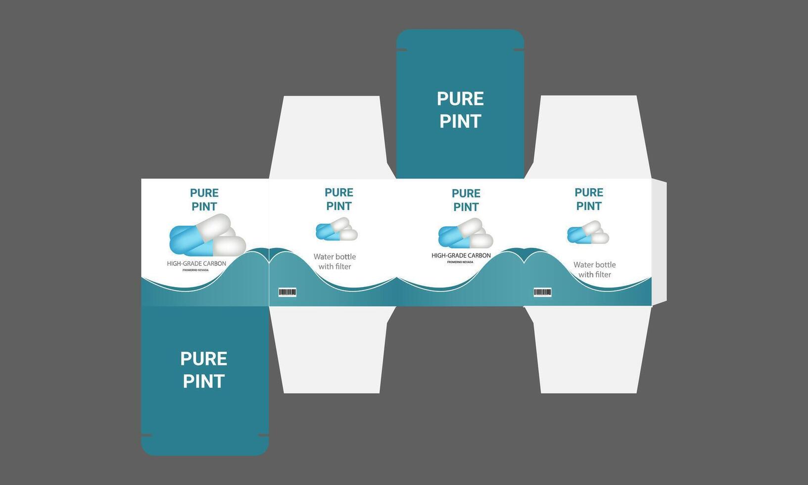 a box with two bottles of pure water vector