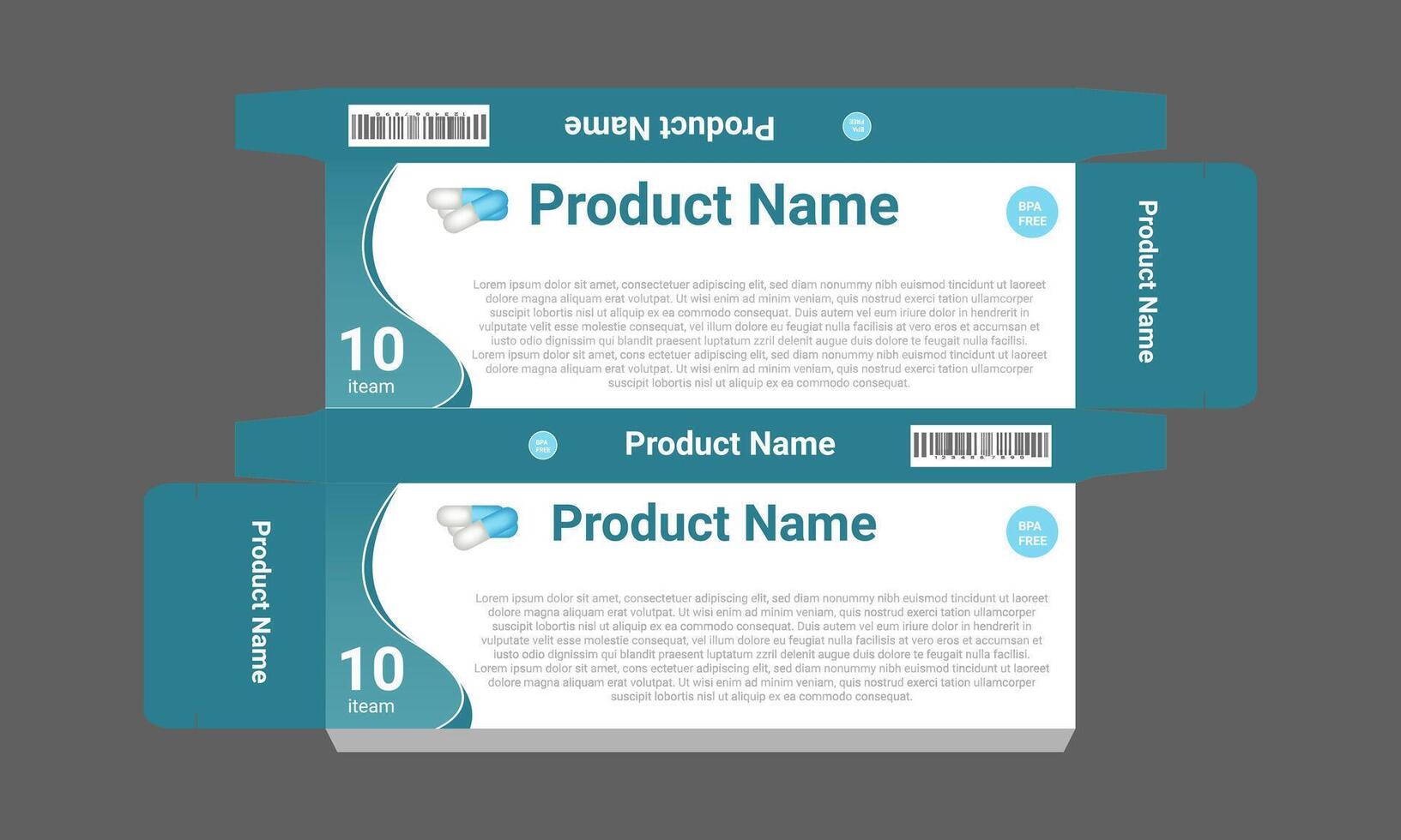 two boxes with the name product name on them vector
