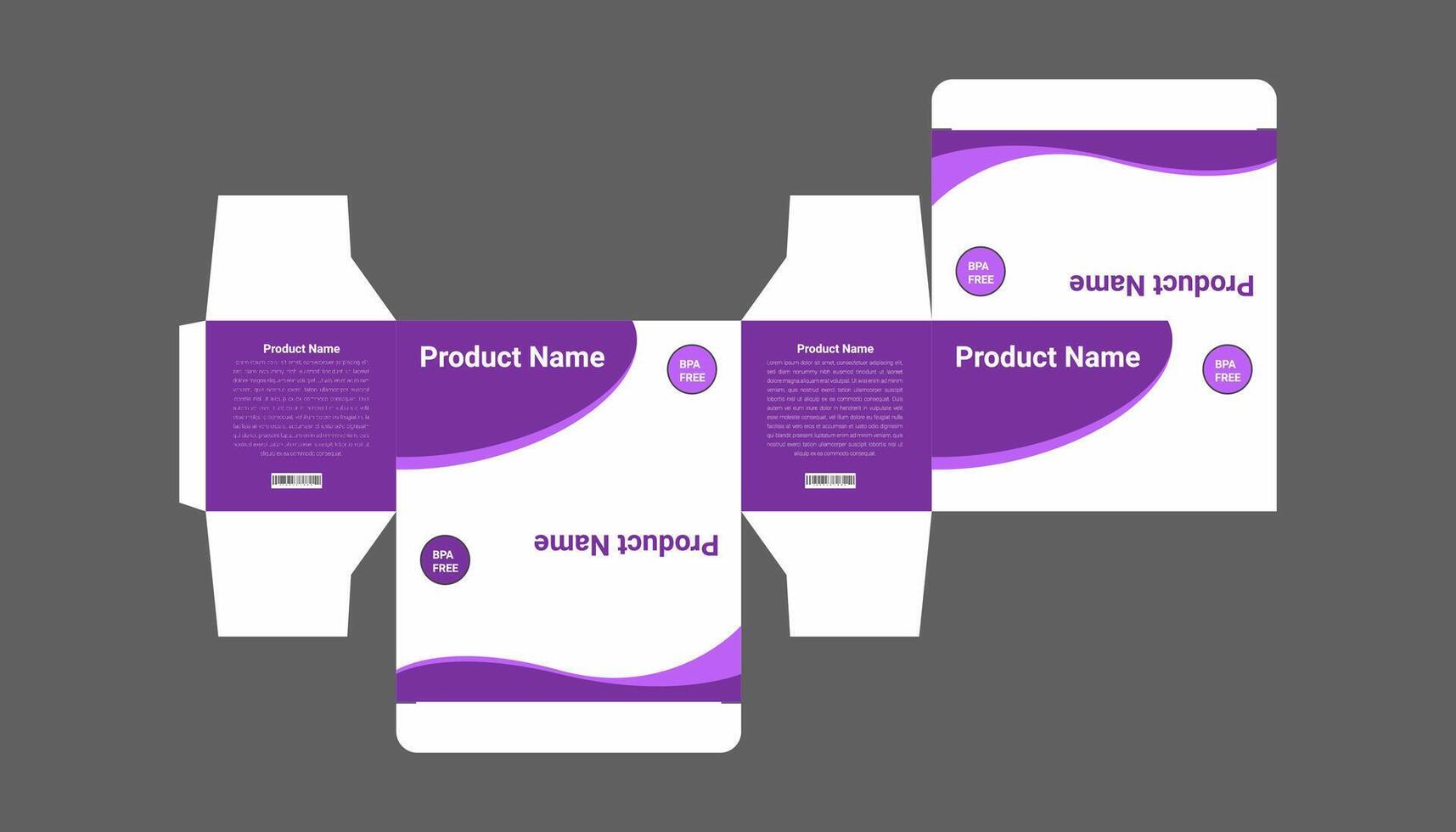 a package design with purple and white packaging vector