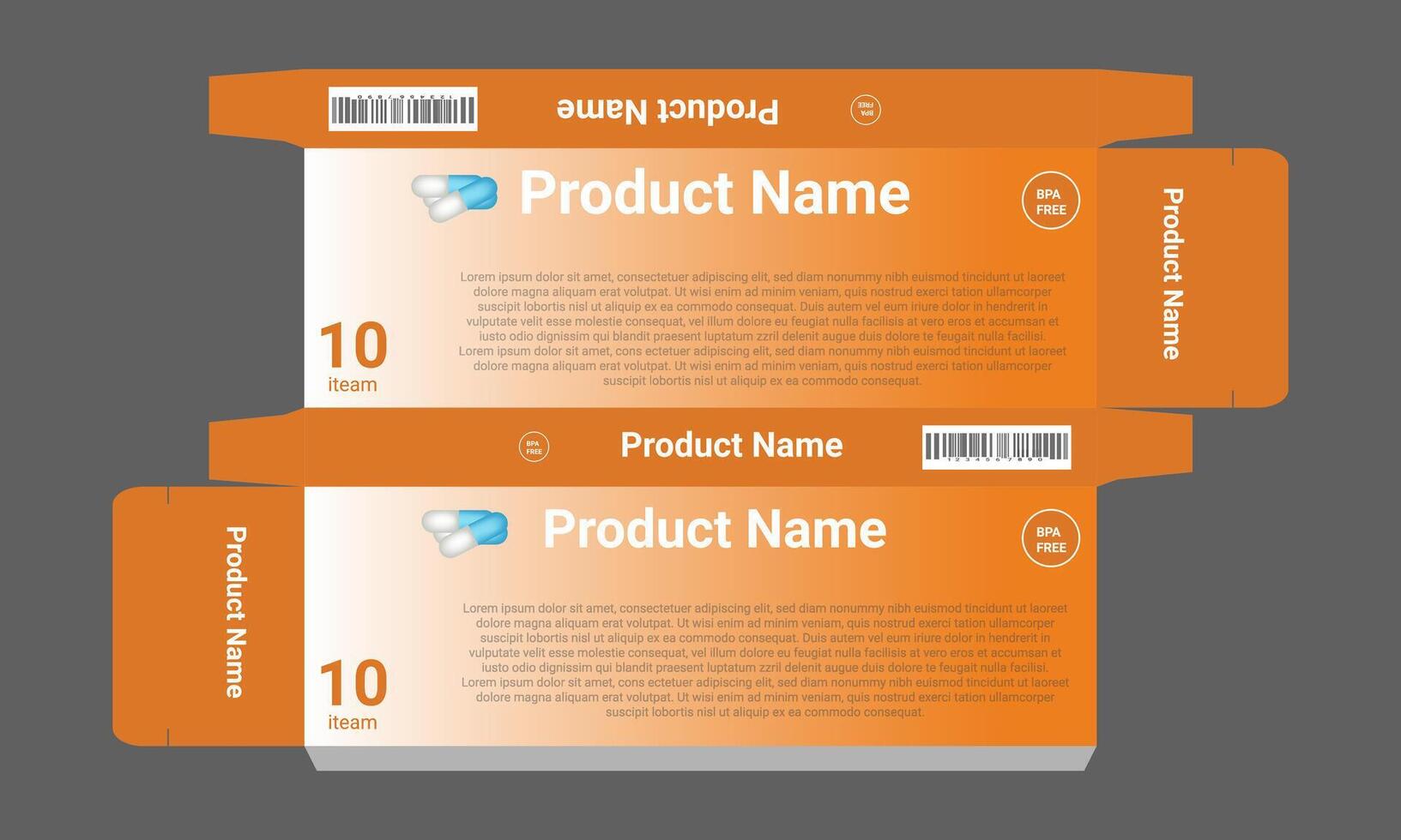 two orange boxes with the name product name on them vector