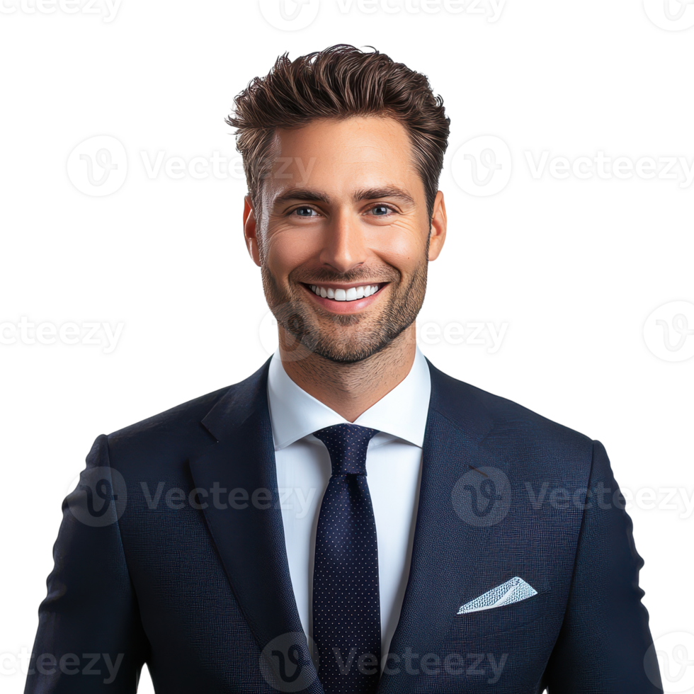 Smiling Businessman in Suit for Professional Use Transparent Background. png