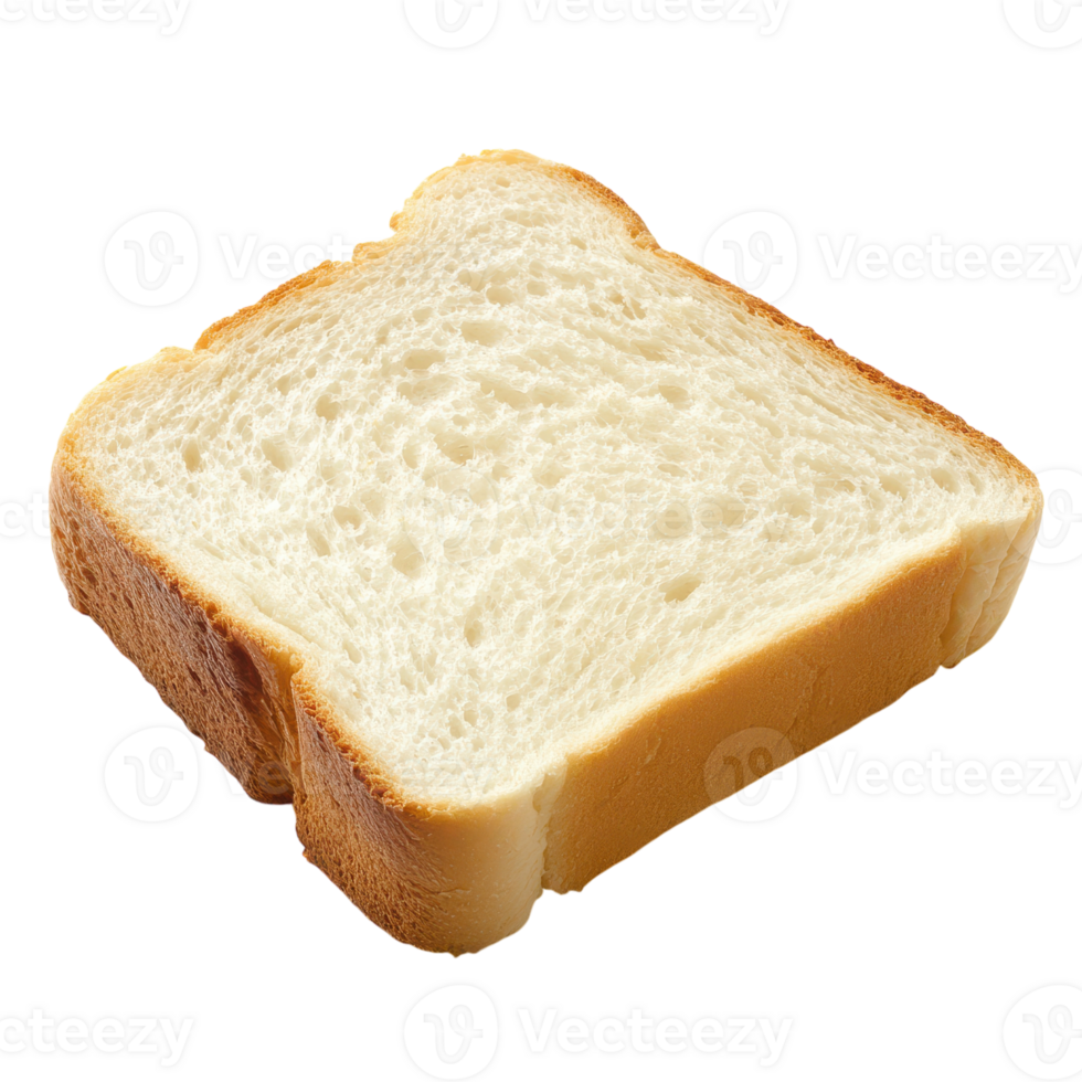 Single Slice of Fresh White Bread for Baking Transparent Background. png