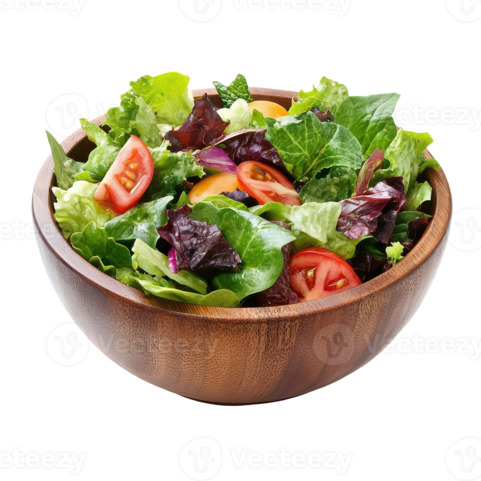 A wooden bowl filled with a salad png