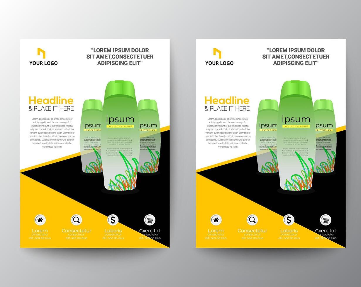 two brochure templates for a shampoo and conditioner vector