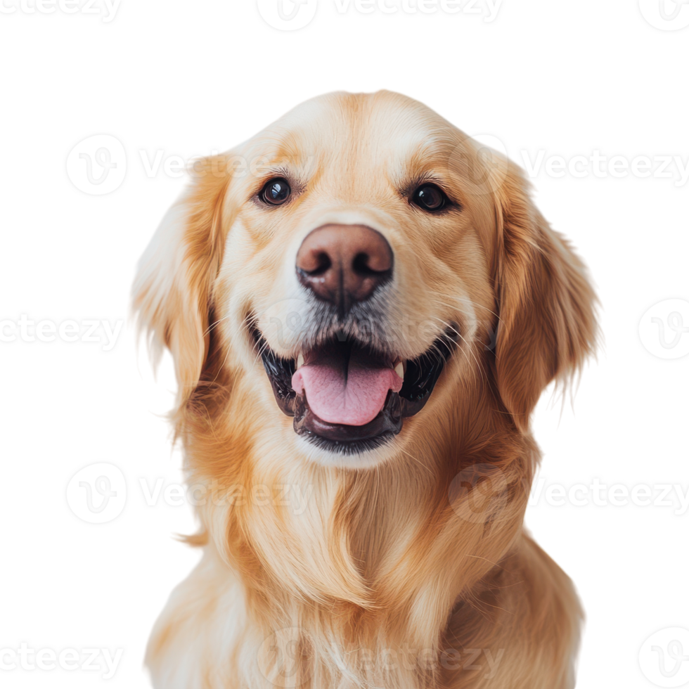 A golden retriever is smiling and looking at the camera png