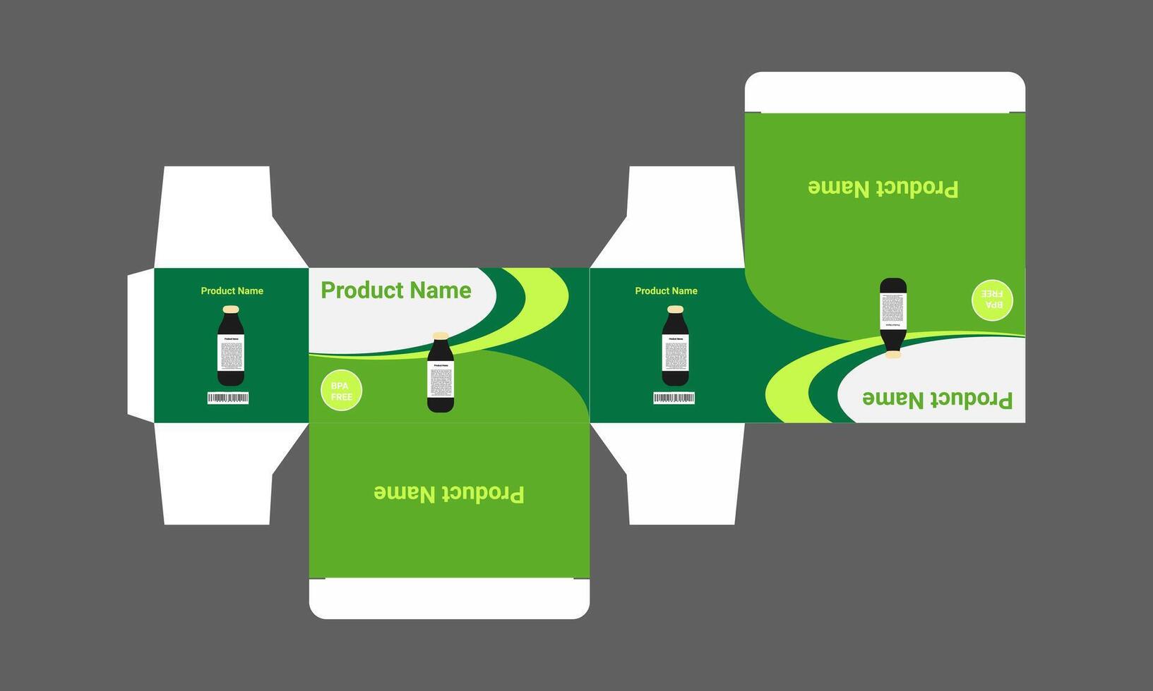 a green and white box with a bottle inside vector