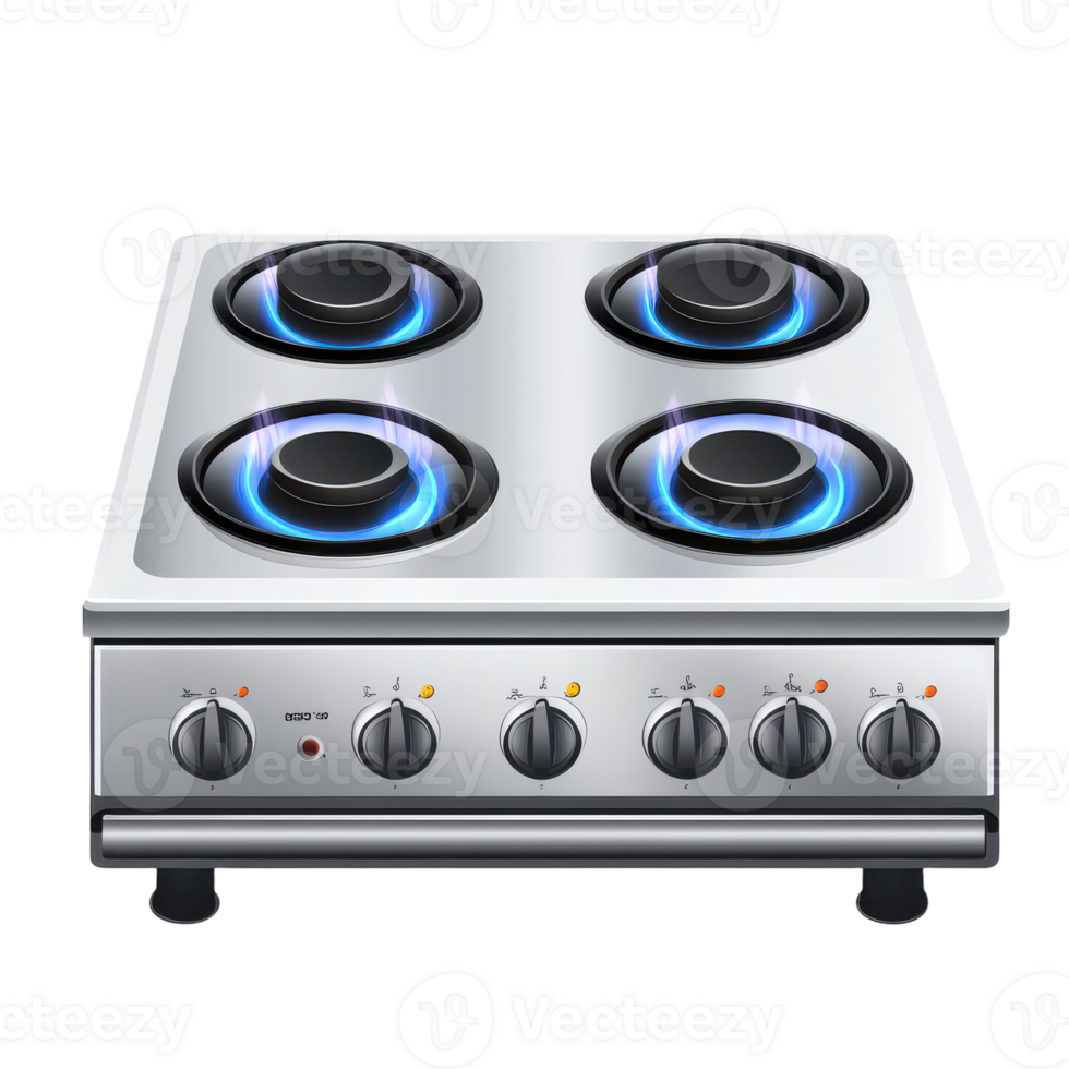A stove with four burners on it png