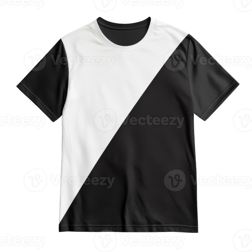 A black and white t - shirt with a black and white stripe png