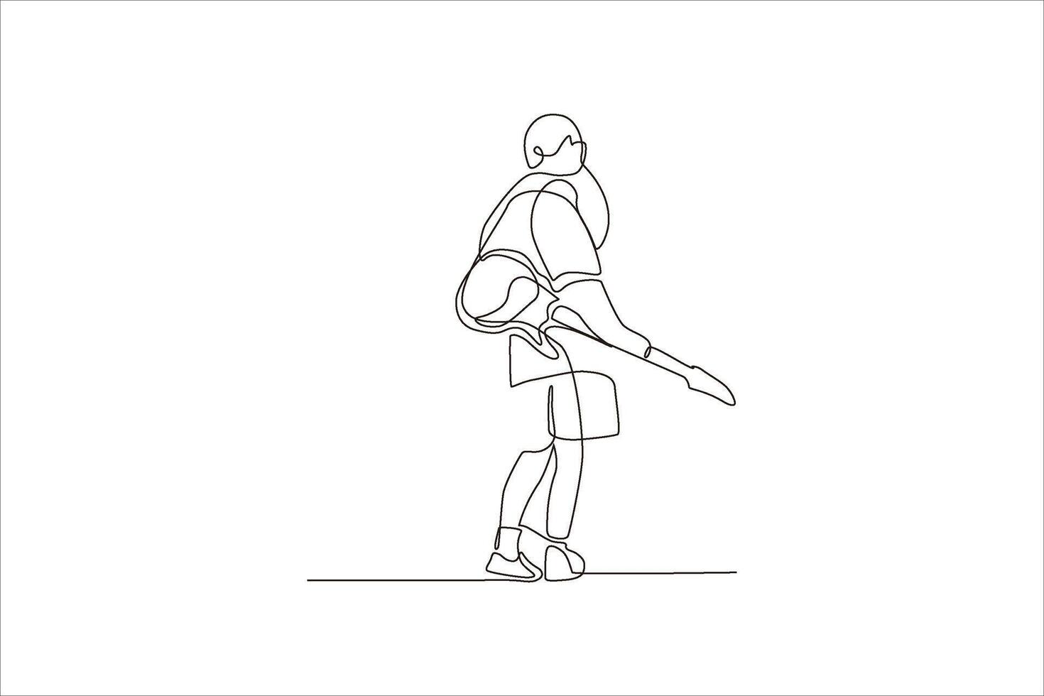 continuous line drawing of a man walking with a guitar vector