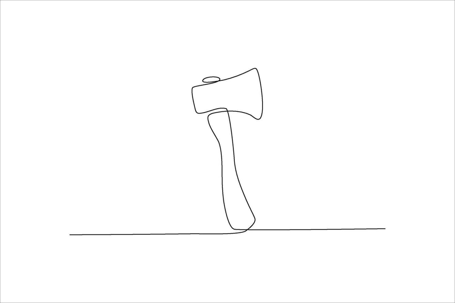 a single line drawing of an axe on a white background vector