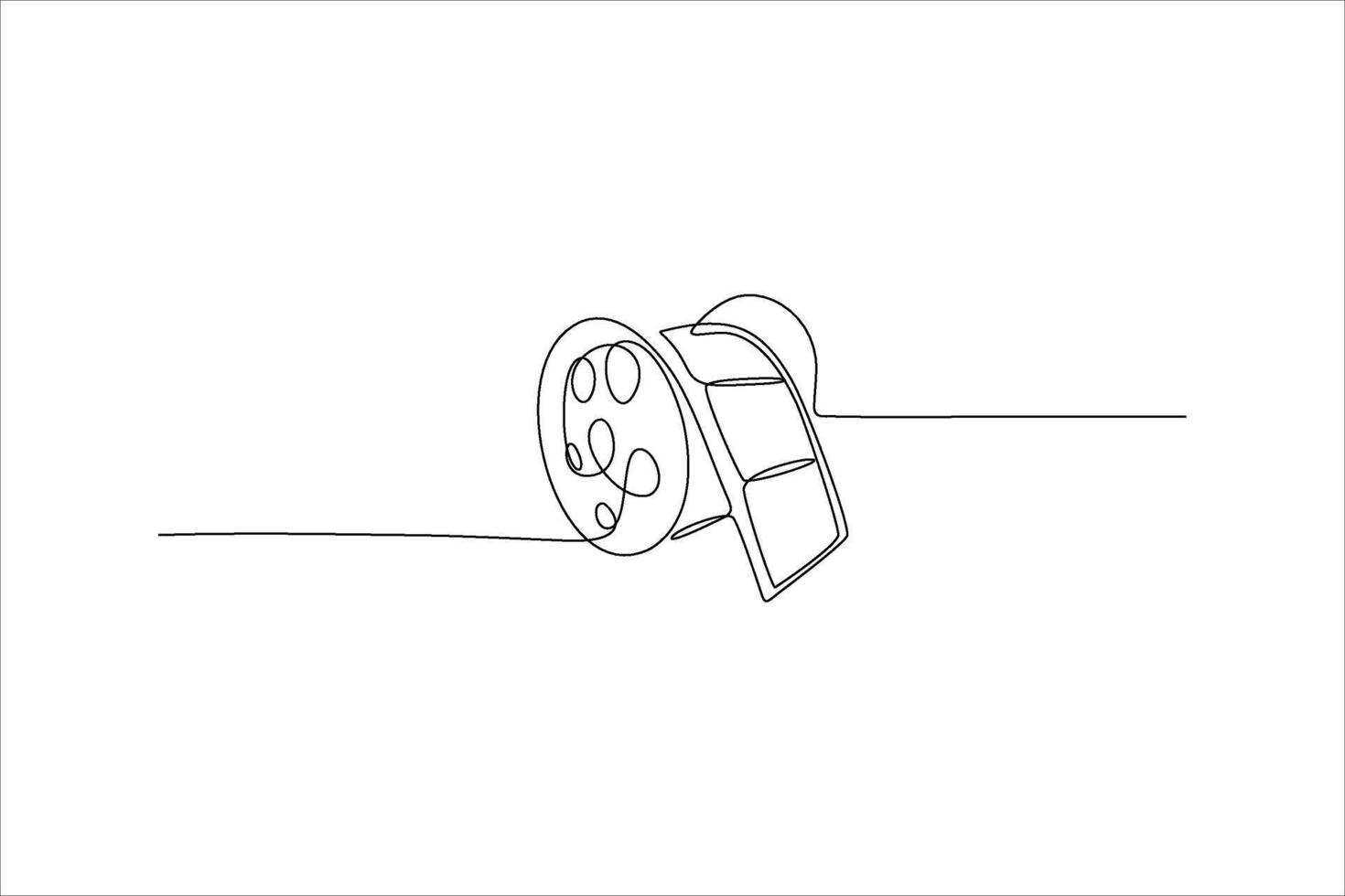 continuous line drawing of a reel of film vector