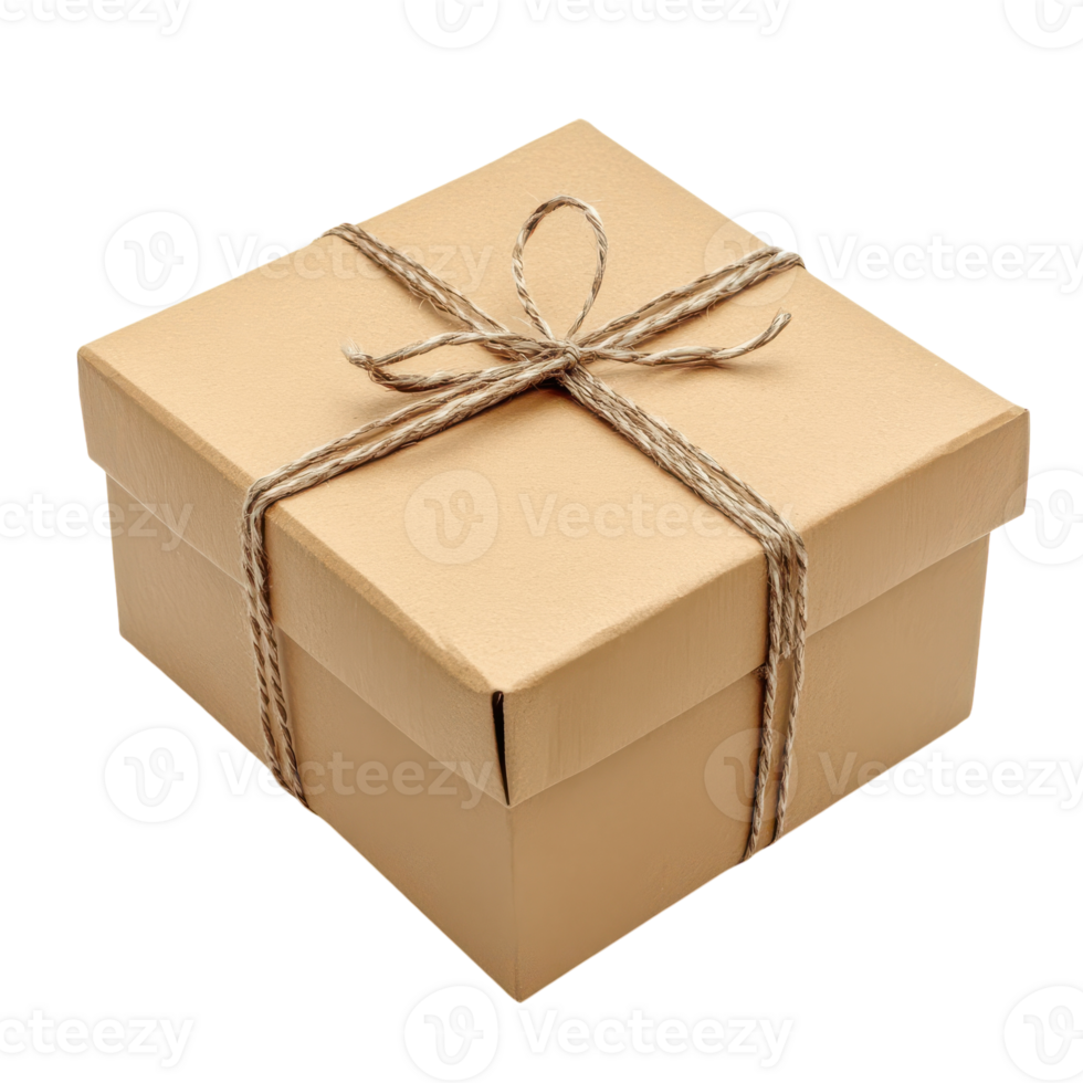 A brown box with a twine tied to it png