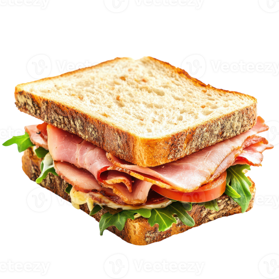 A sandwich with ham, lettuce and tomato png