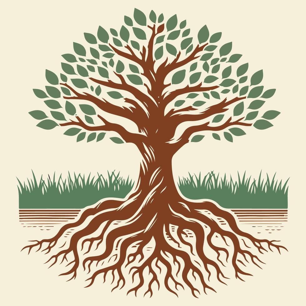 silhouette tree logo type design vector