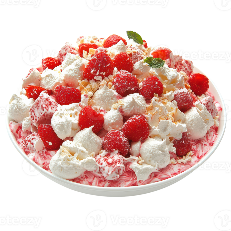 A bowl of ice cream with strawberries and whipped cream png