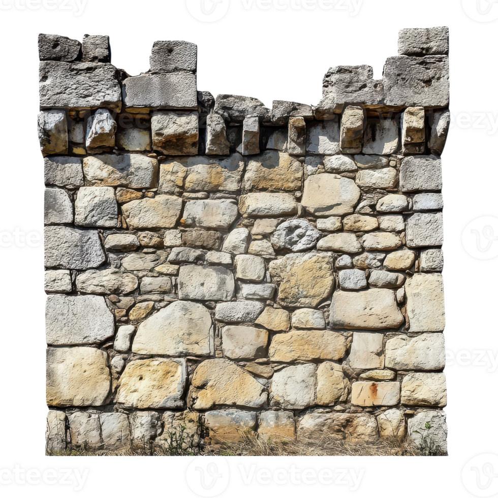 An old stone wall with a few windows png