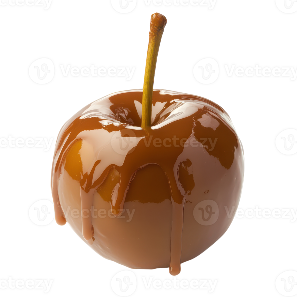 An apple with caramel drizzled on it png
