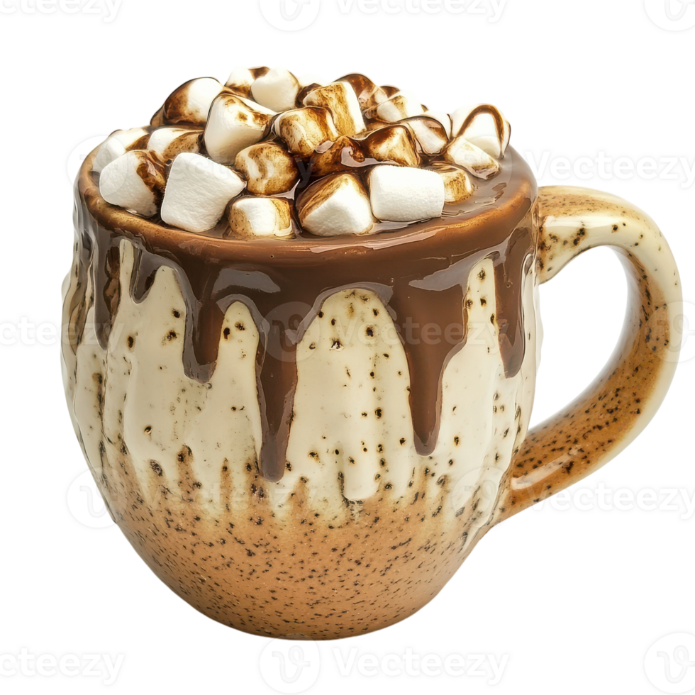 A mug of hot chocolate with marshmallows png