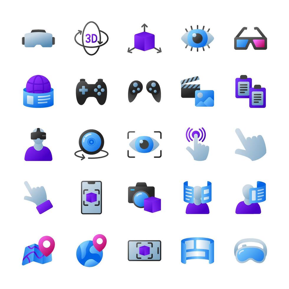 Amazing Virtual, Augmented and Mixed Reality icon pack vector