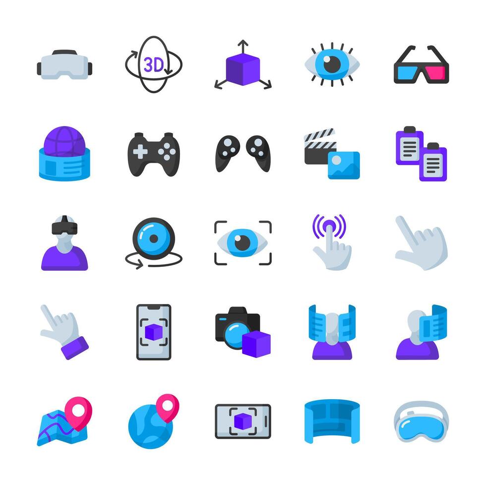 Amazing Virtual, Augmented and Mixed Reality icon pack vector