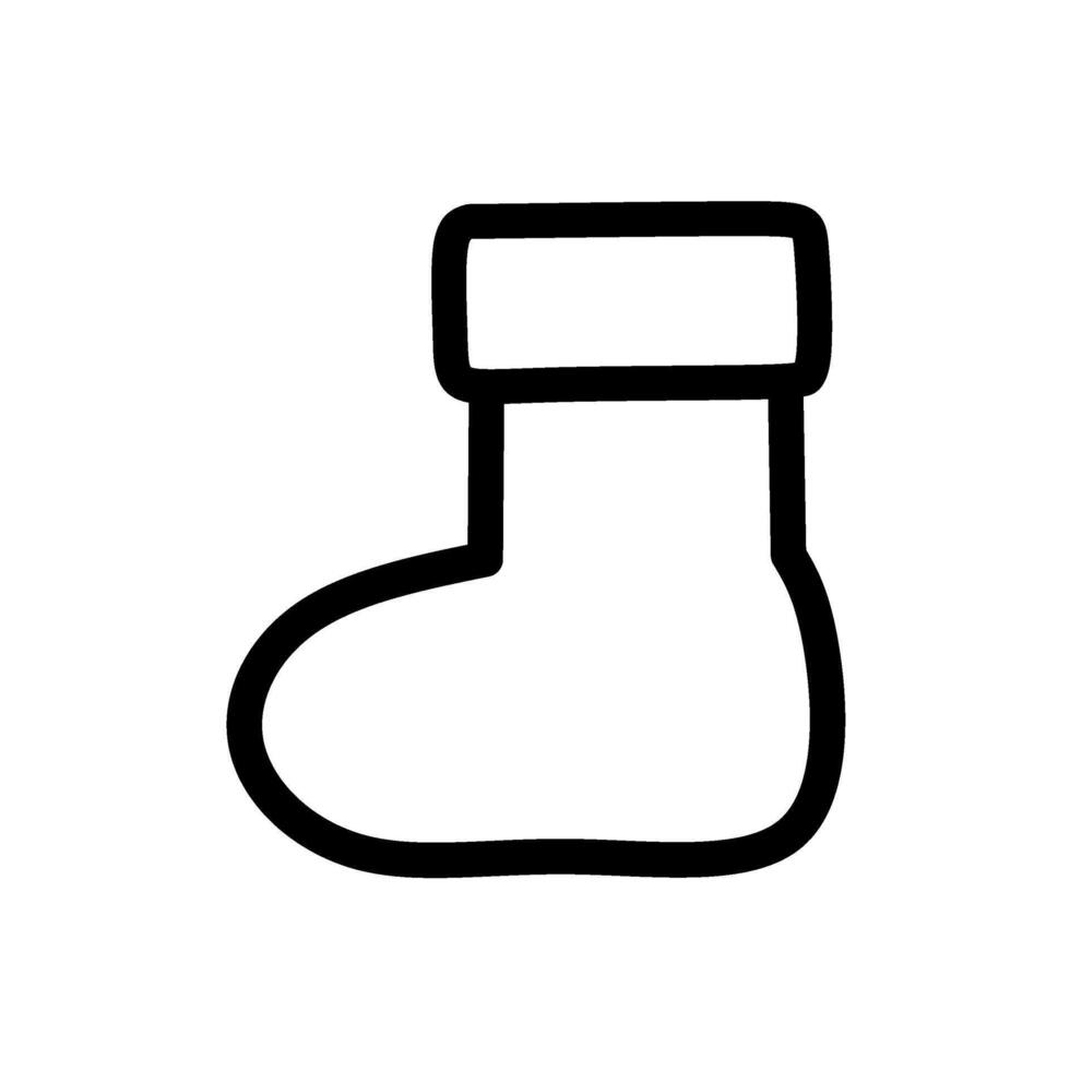 Christmas Sock Icon, Hand drawn style illustration of Sock Line Art vector