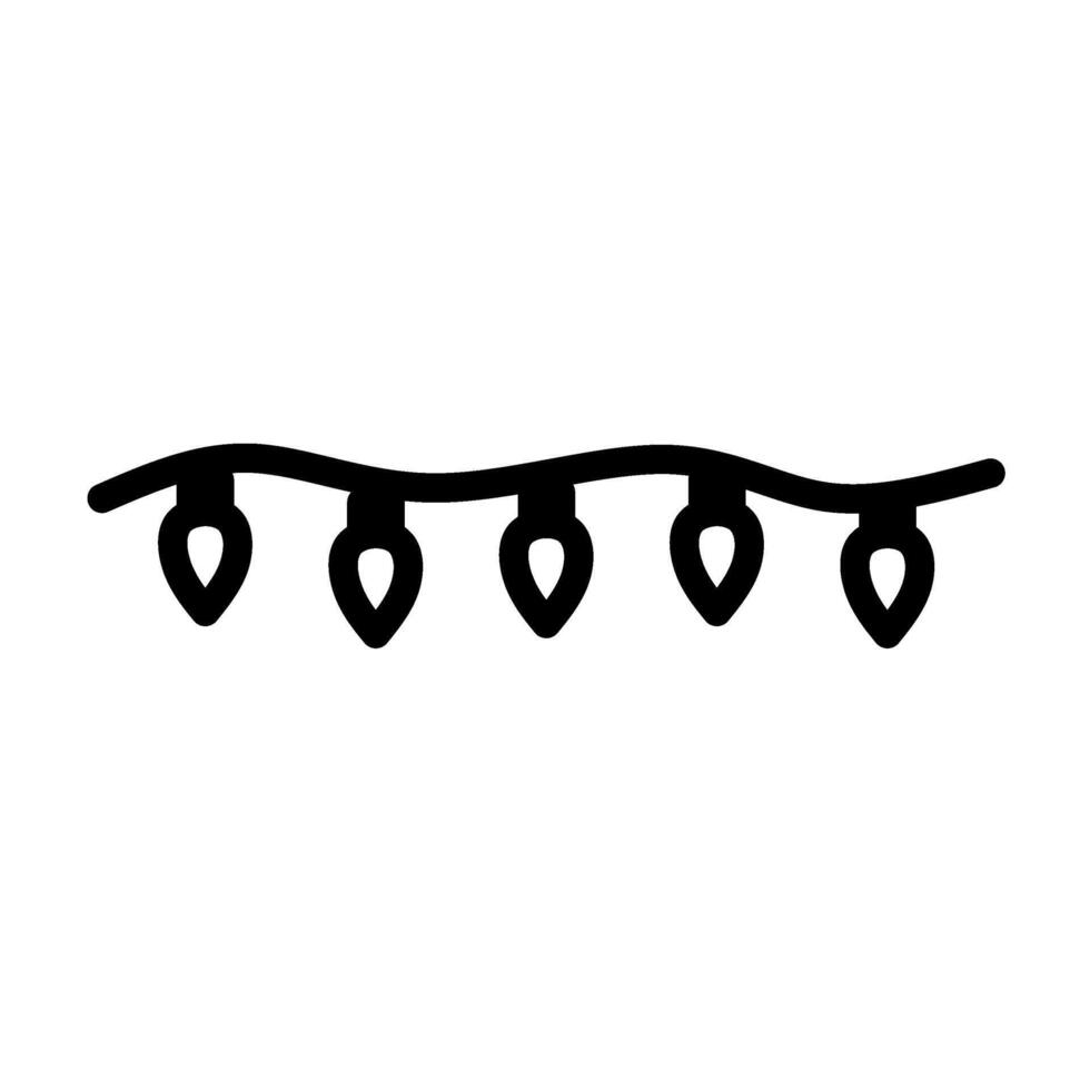 Hand drawn style illustration of Light Bulb Line Art, Hanging Lights Icon New Year Decoration vector