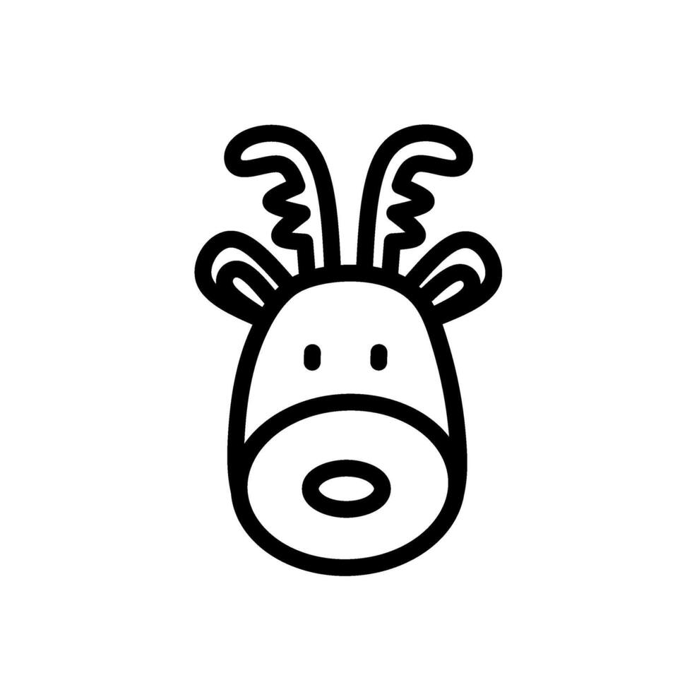 Hand Drawn Deer Head Icon, Christmas Deer Icon, Cute Deer Line Art Illustration vector