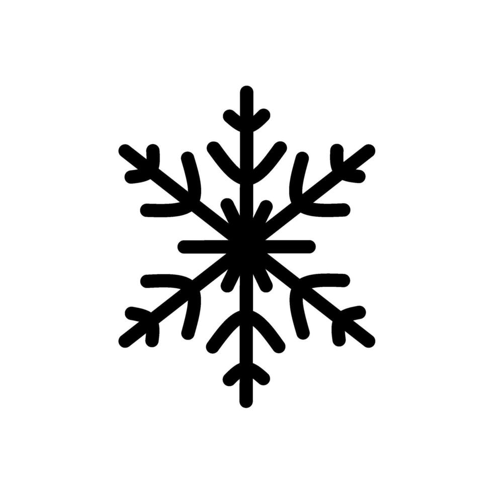 Snowflake Crystal Icon, Hand drawn style illustration of Frozen Snow Crystal Line Art vector