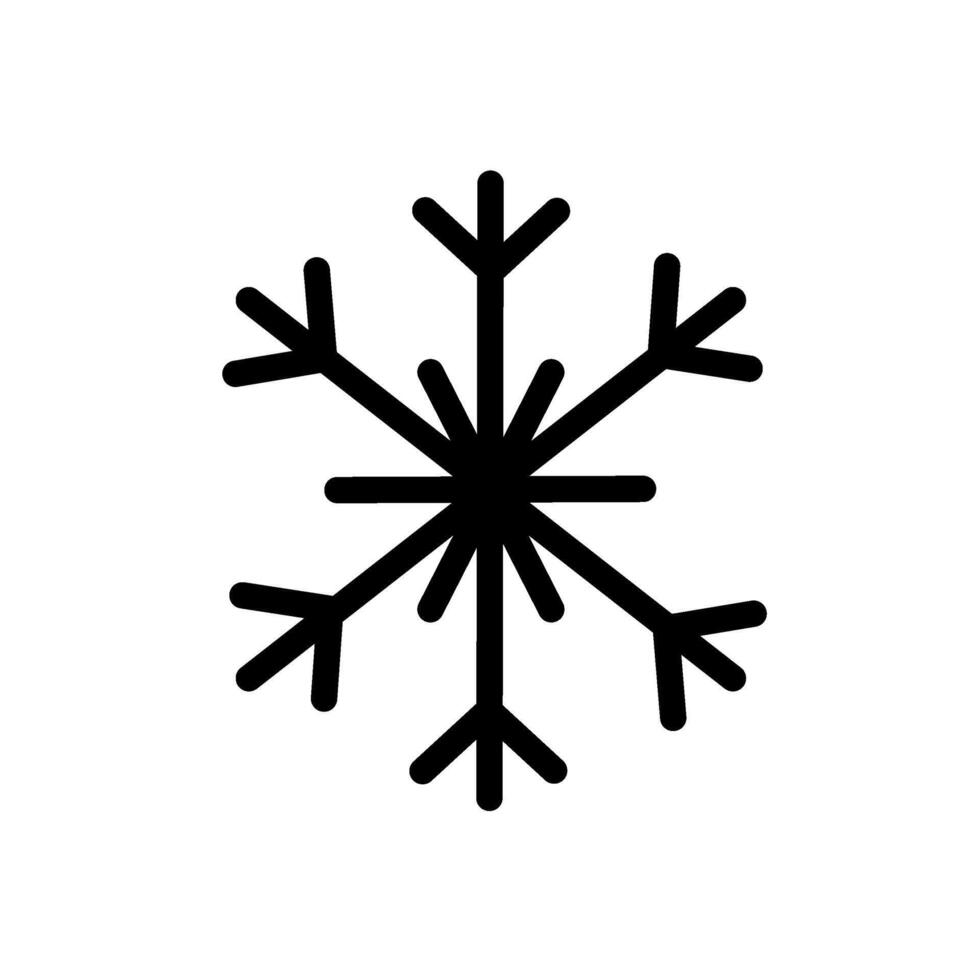 Snowflake Crystal Icon, Hand drawn style illustration of Frozen Snow Crystal Line Art vector