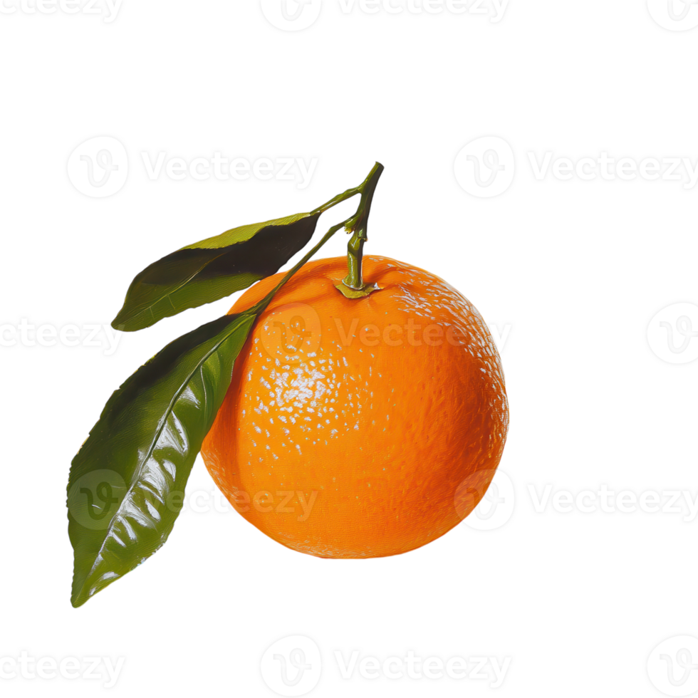 An orange with a leaf on it png