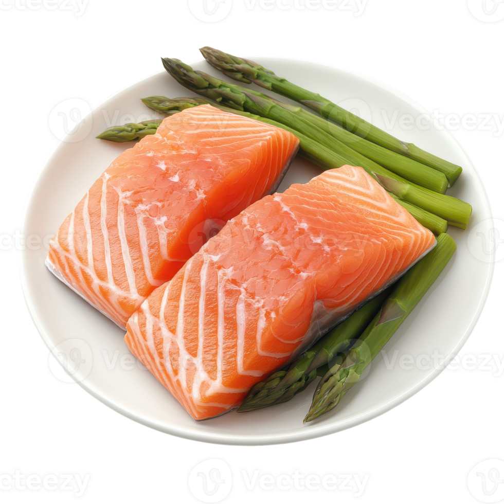 Delicious Salmon Fillet with Asparagus Dish Transparent Background png