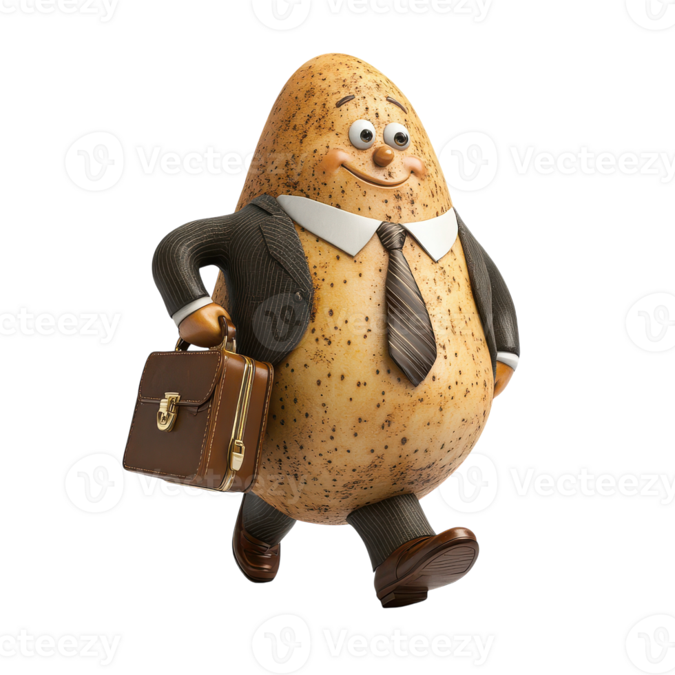 Humorous Potato in Suit Ready for Business Transparent Background png