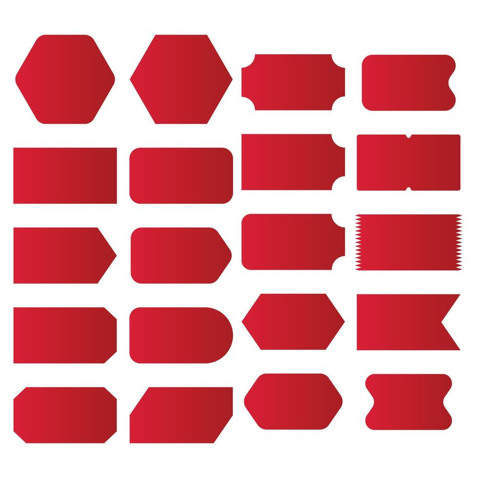 Set of red price, sale, discount, ticket and coupon sticker illustration vector