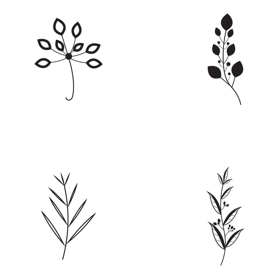 Minimalist Flower and Flower Branches for Logo Symbols or Tattoos, suitable for plant and plant art logos vector