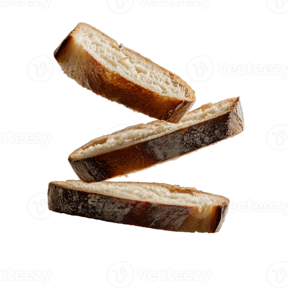 Stacked slices of whole grain bread, isolated on a transparent background png