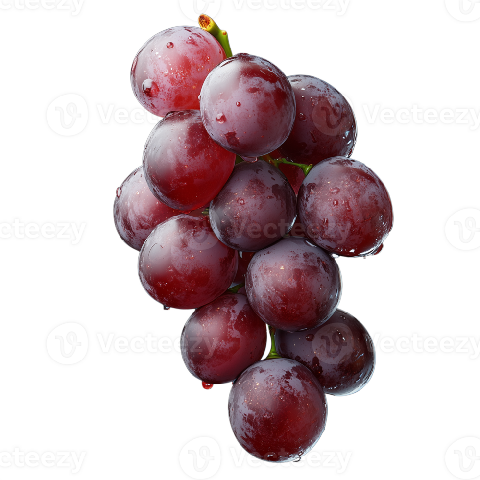 Bunch of red grapes in detail, isolated on a transparent background png