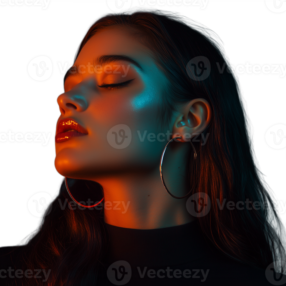 Young woman in a relaxed pose meditating in a seated yoga position on a transparent background png