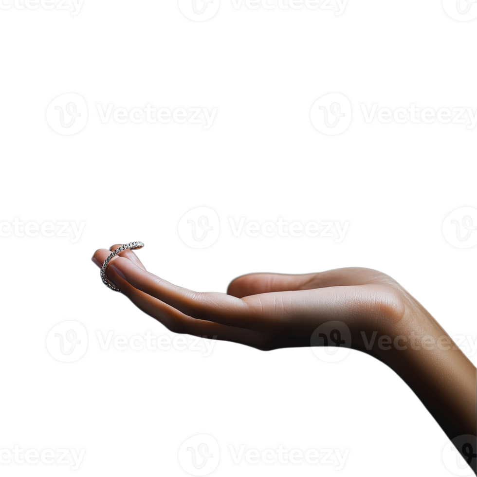 Open hand in a gesture of offering, isolated on a transparent background png
