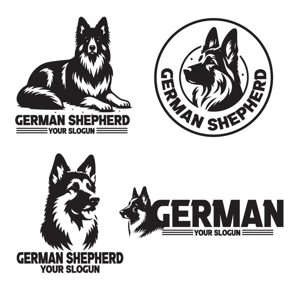 german shepherd minimal logos vector