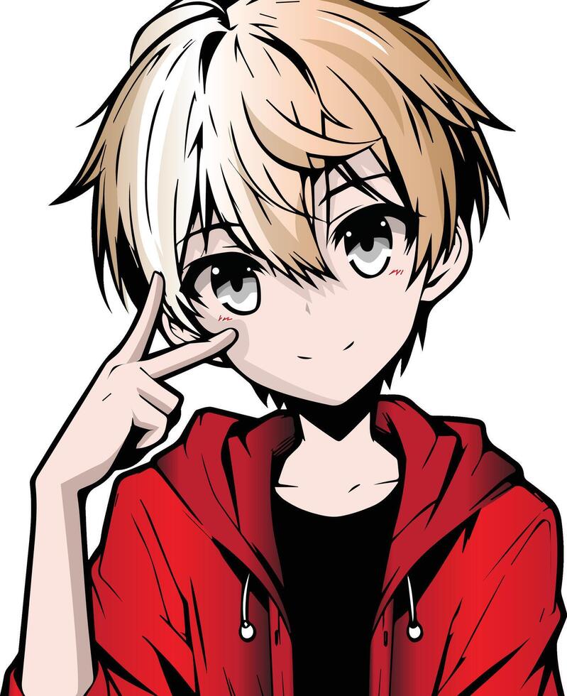 cute anime boy a vector